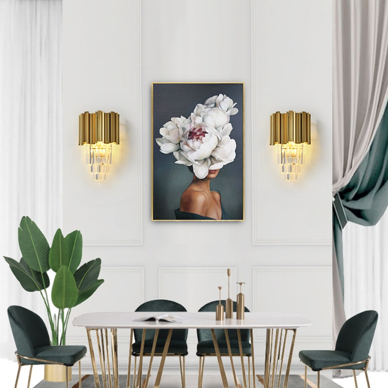 Adorjan Ridged Metal And Crystal Wall Lamp